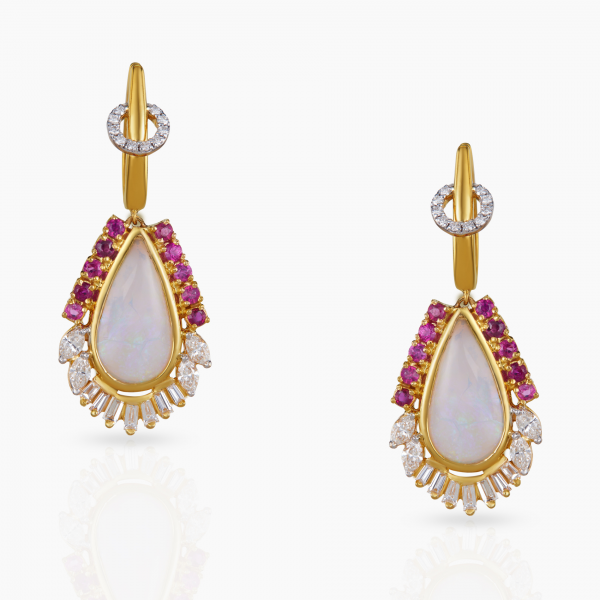 Opal & Ruby Hanging Earrings