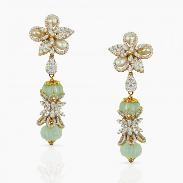 Russian Emerald Cabachon Earrings