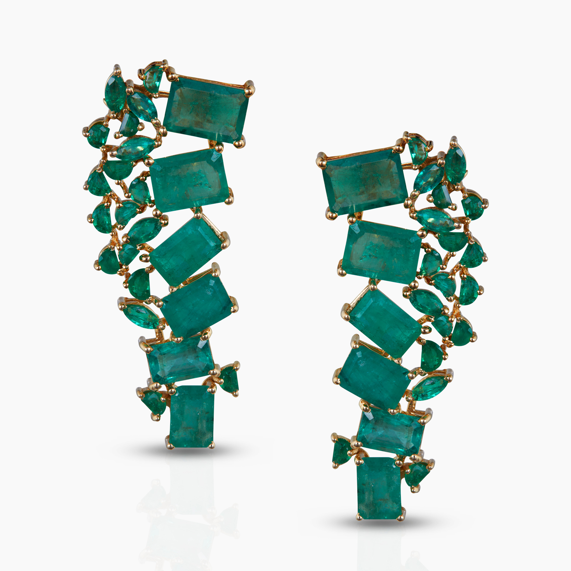 Uneven Emerald Cluster Earrings