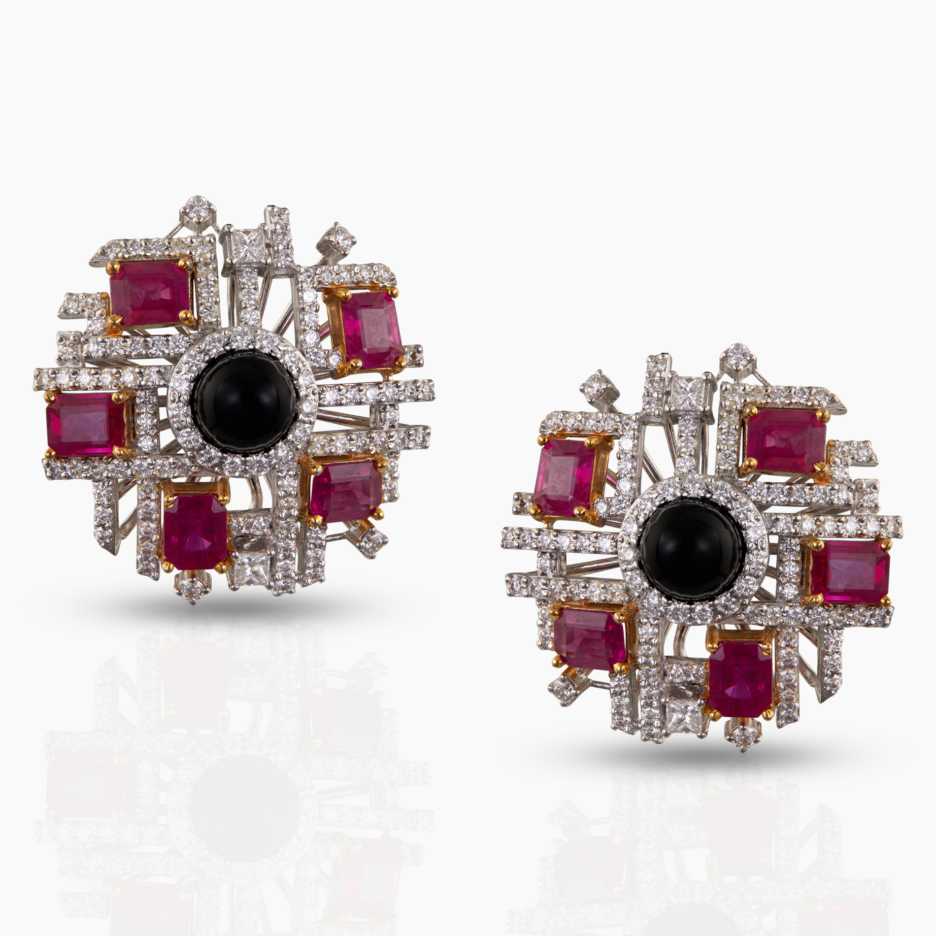 Black Onyx & Ruby Studs