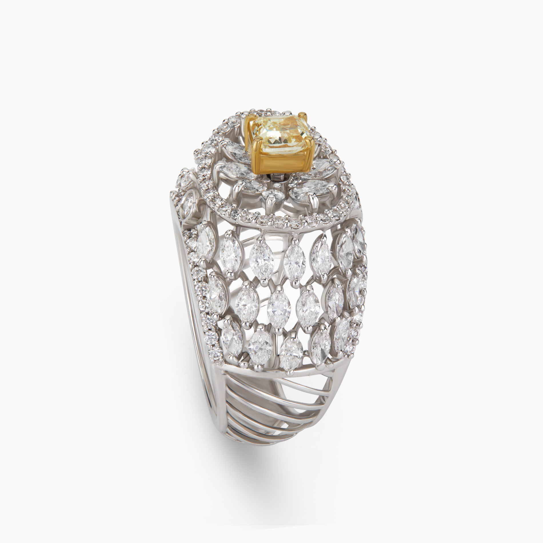 Contemprary Yellow Diamond Solitaire Ring