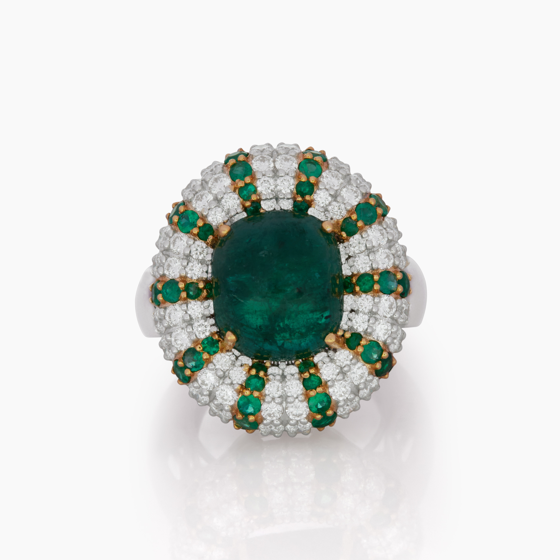 Vintage Inspired Emerald Cabachon Soliatire Ring