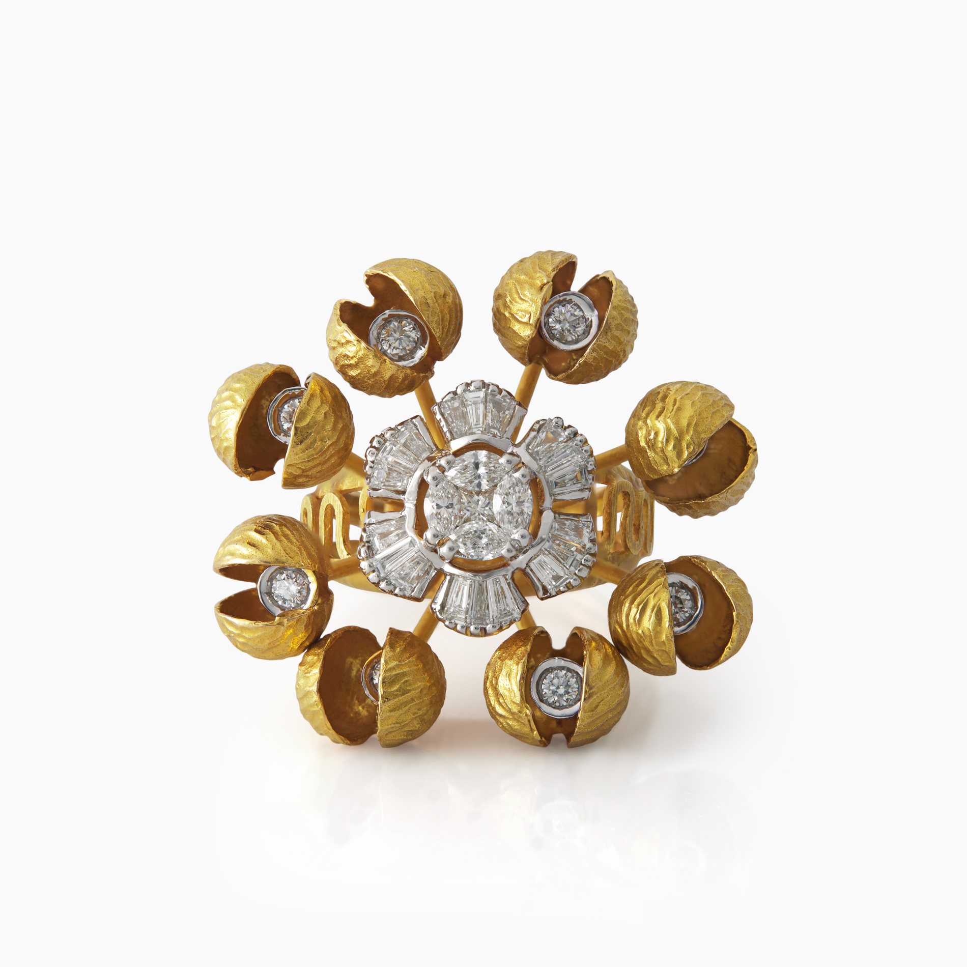 Eight Petal Bloom Diamond Ring
