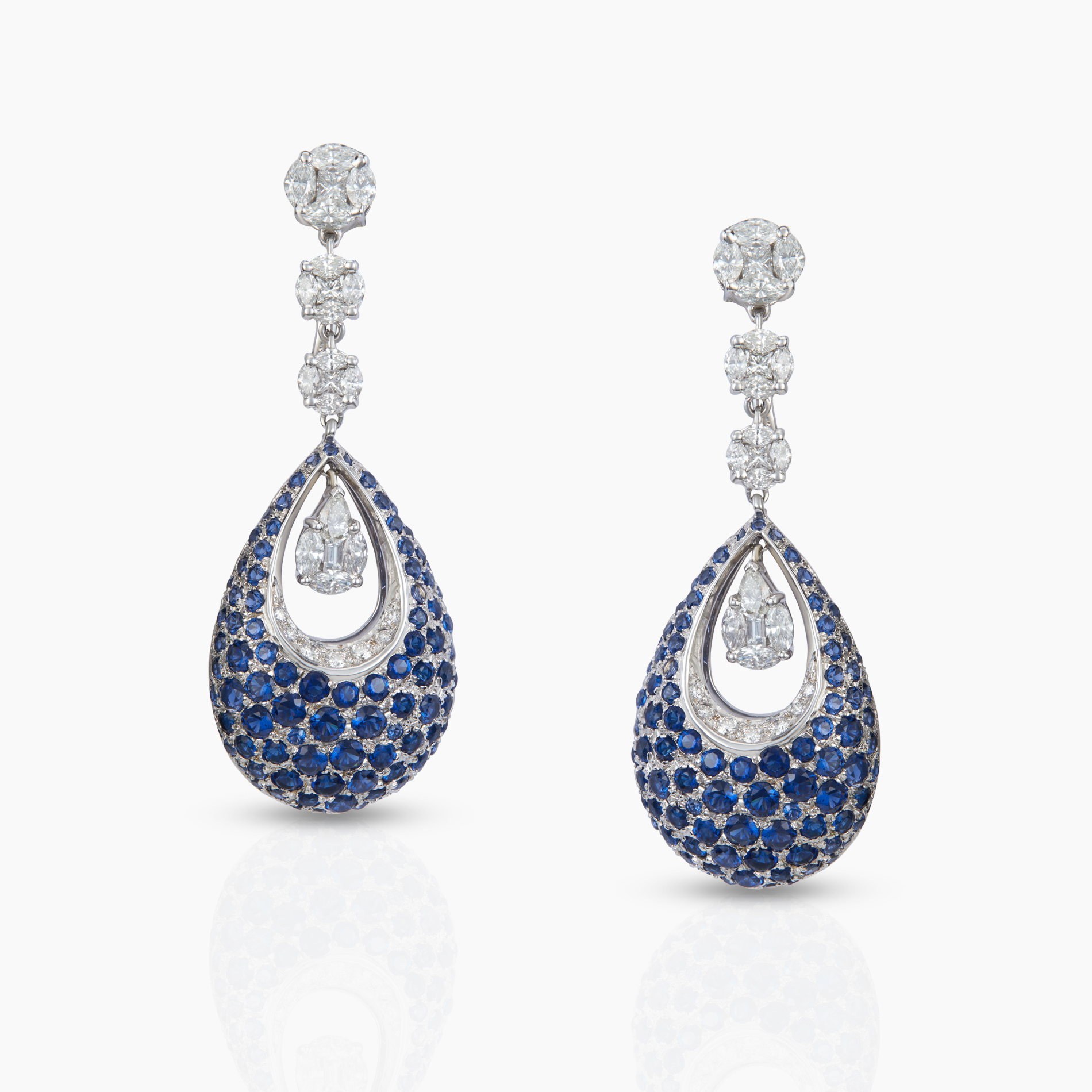 Modern Blue Sapphire Drop Earrings