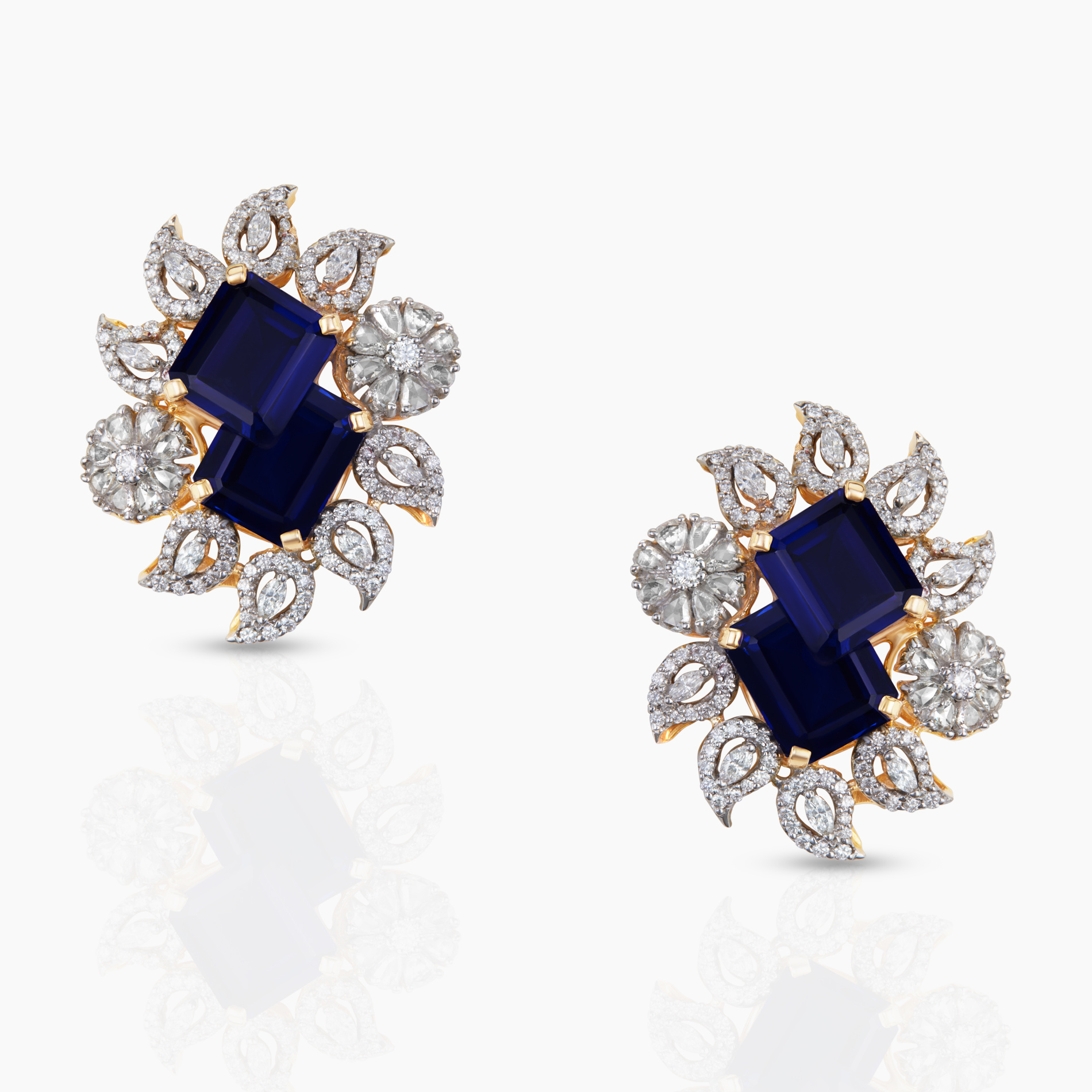 Contemporary Blue Stone & Rosecut Studs