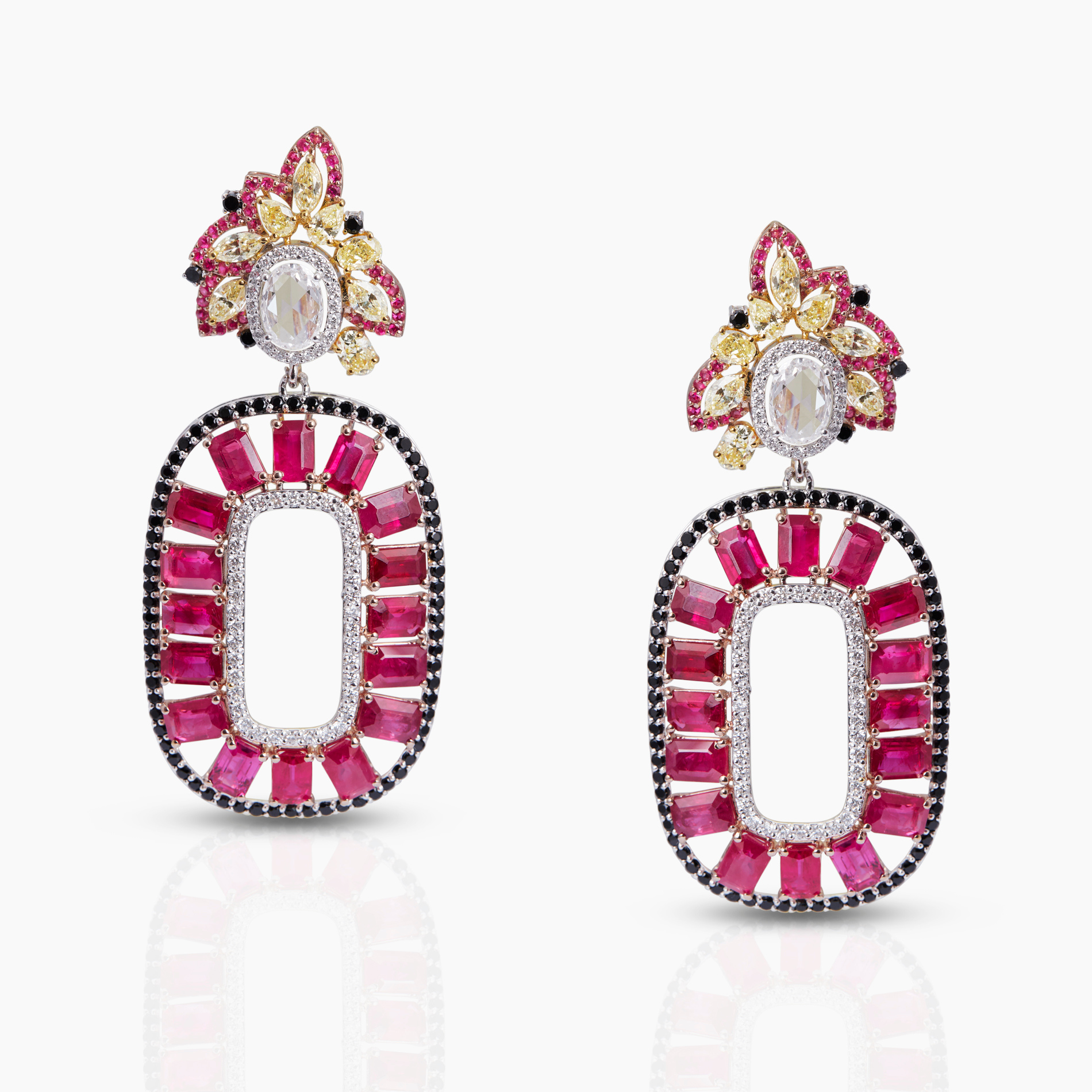 Yellow Diamond & Ruby Earrings