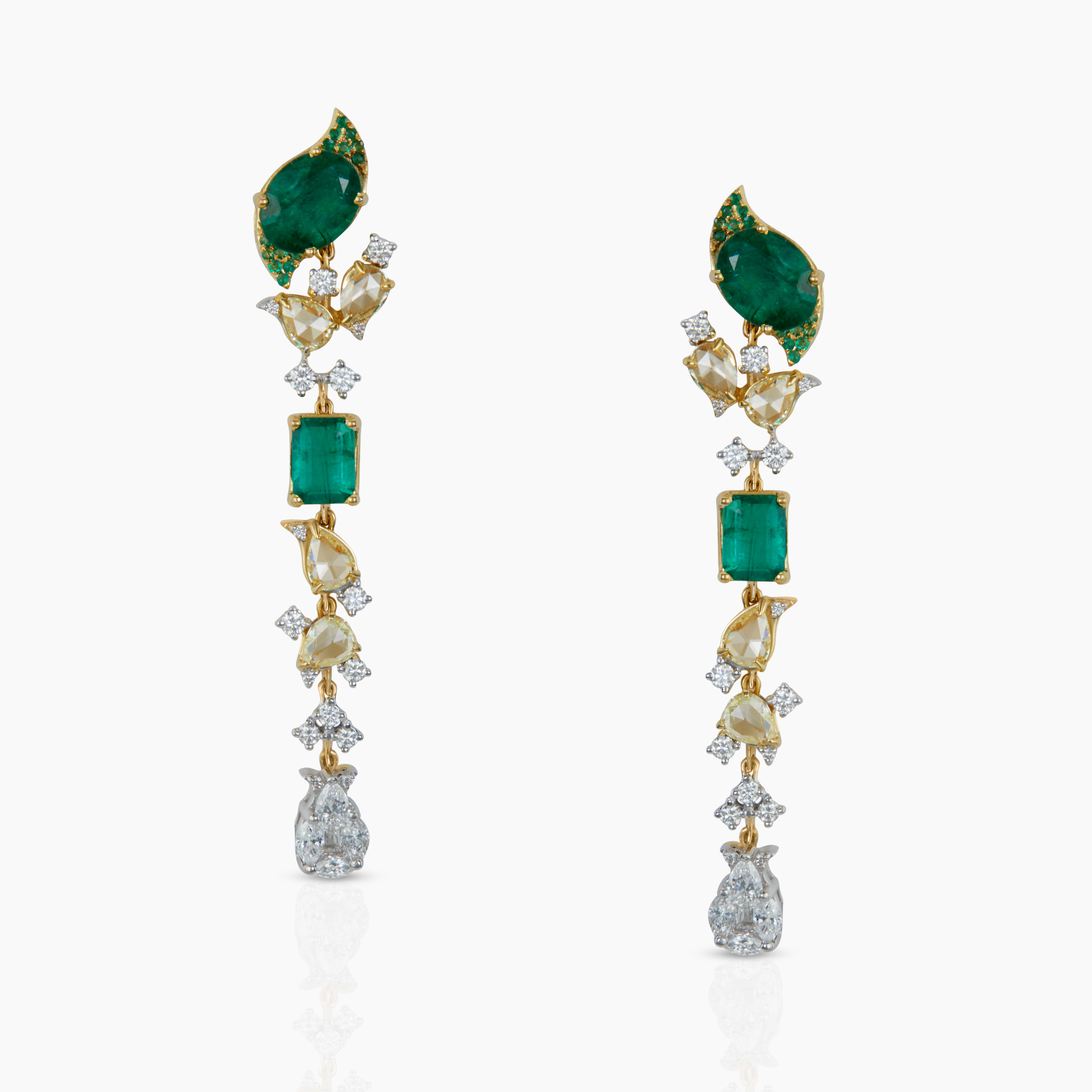Emerald & Yellow Rosecut Earrings