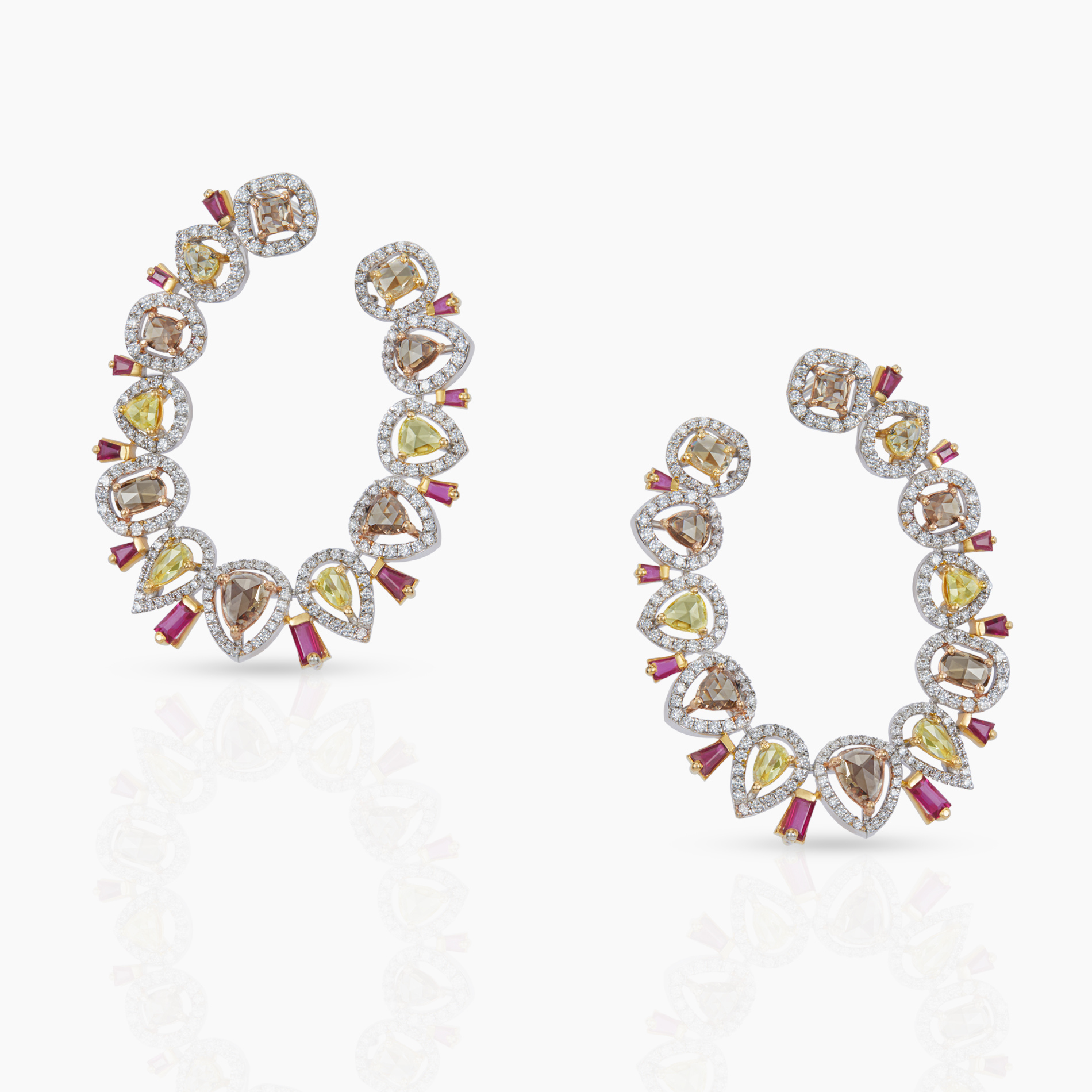 Yellow & Brown Rosecut Earrings