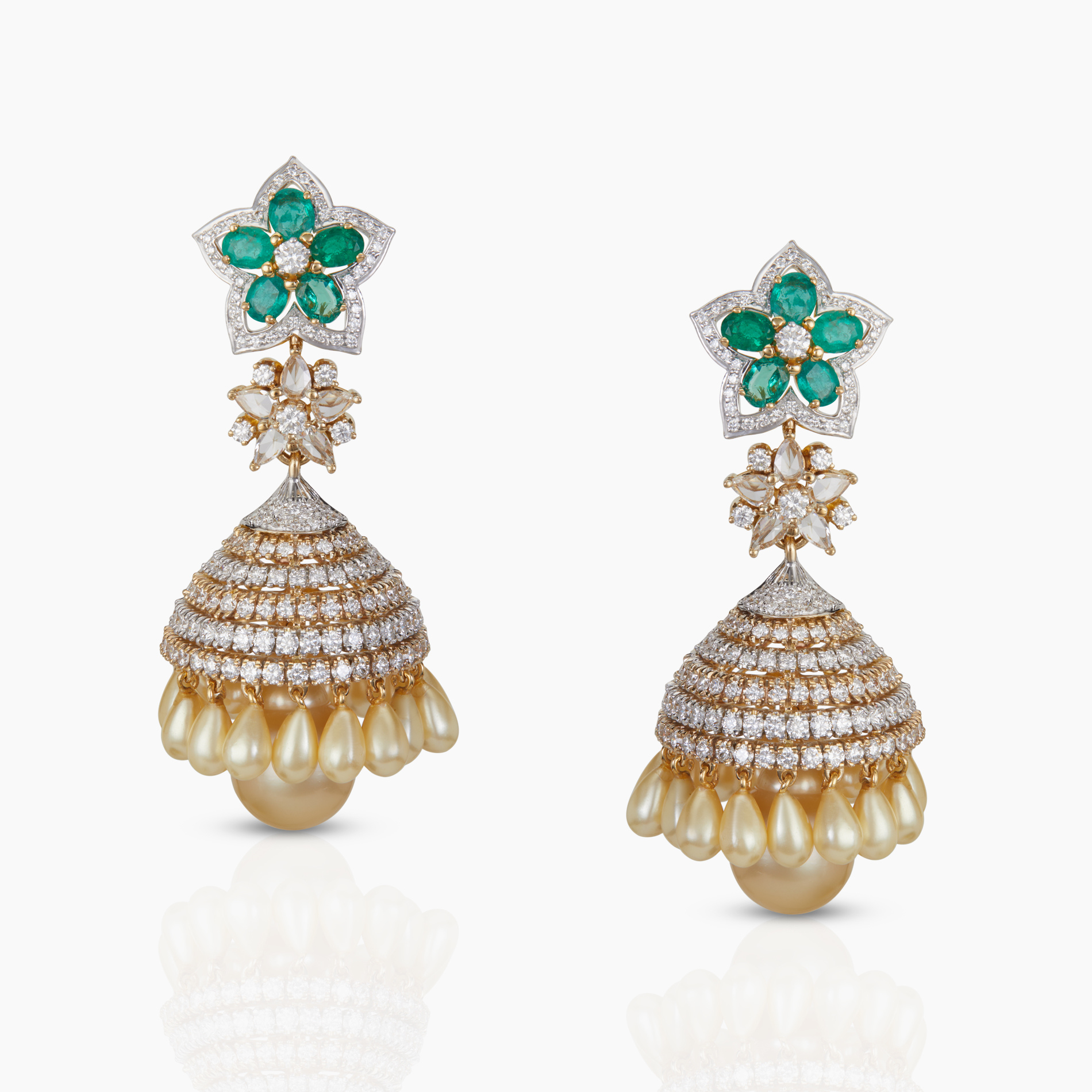 Emerald & Diamond Jhumka Earrings