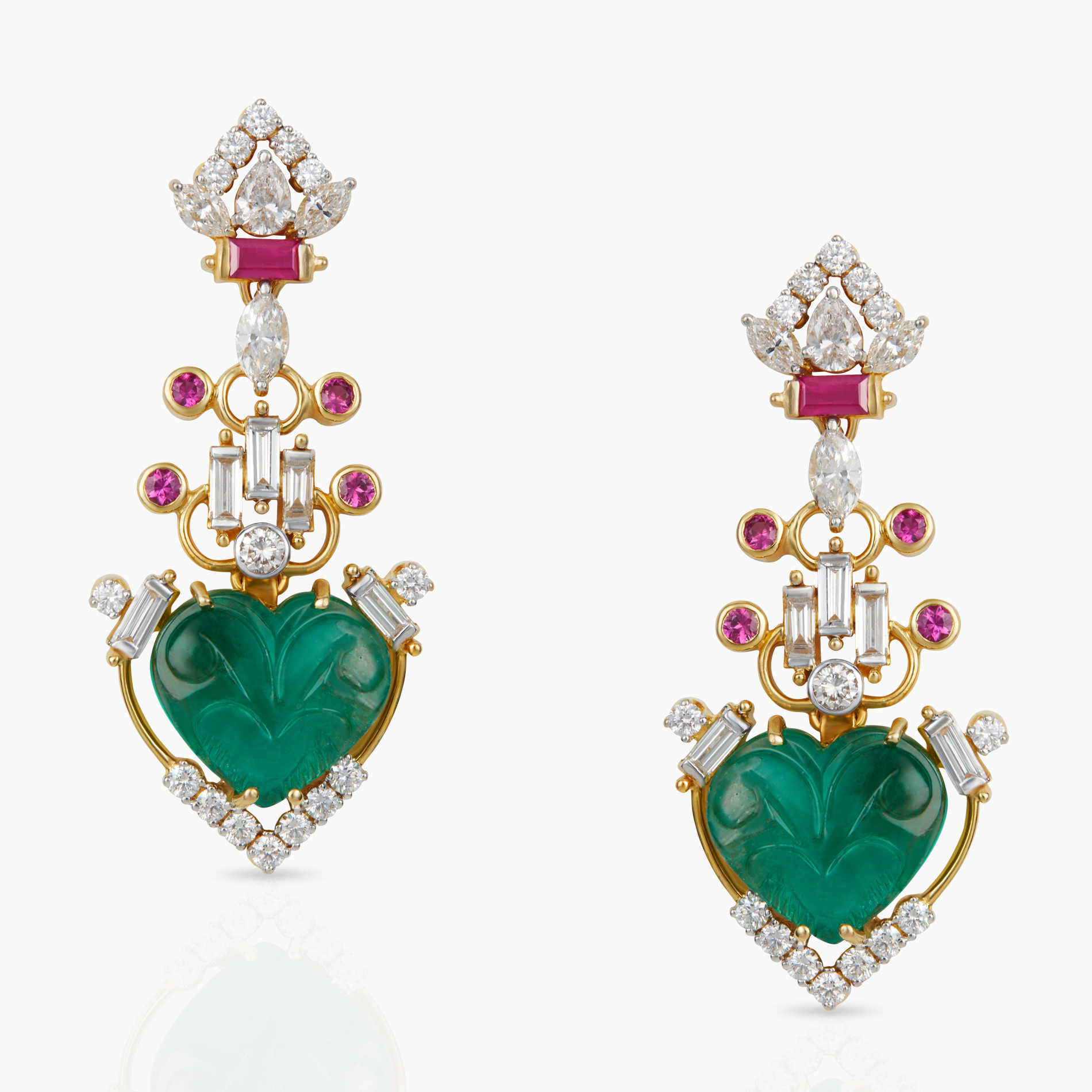 Heart Shaped Emarld Christmas Earrings