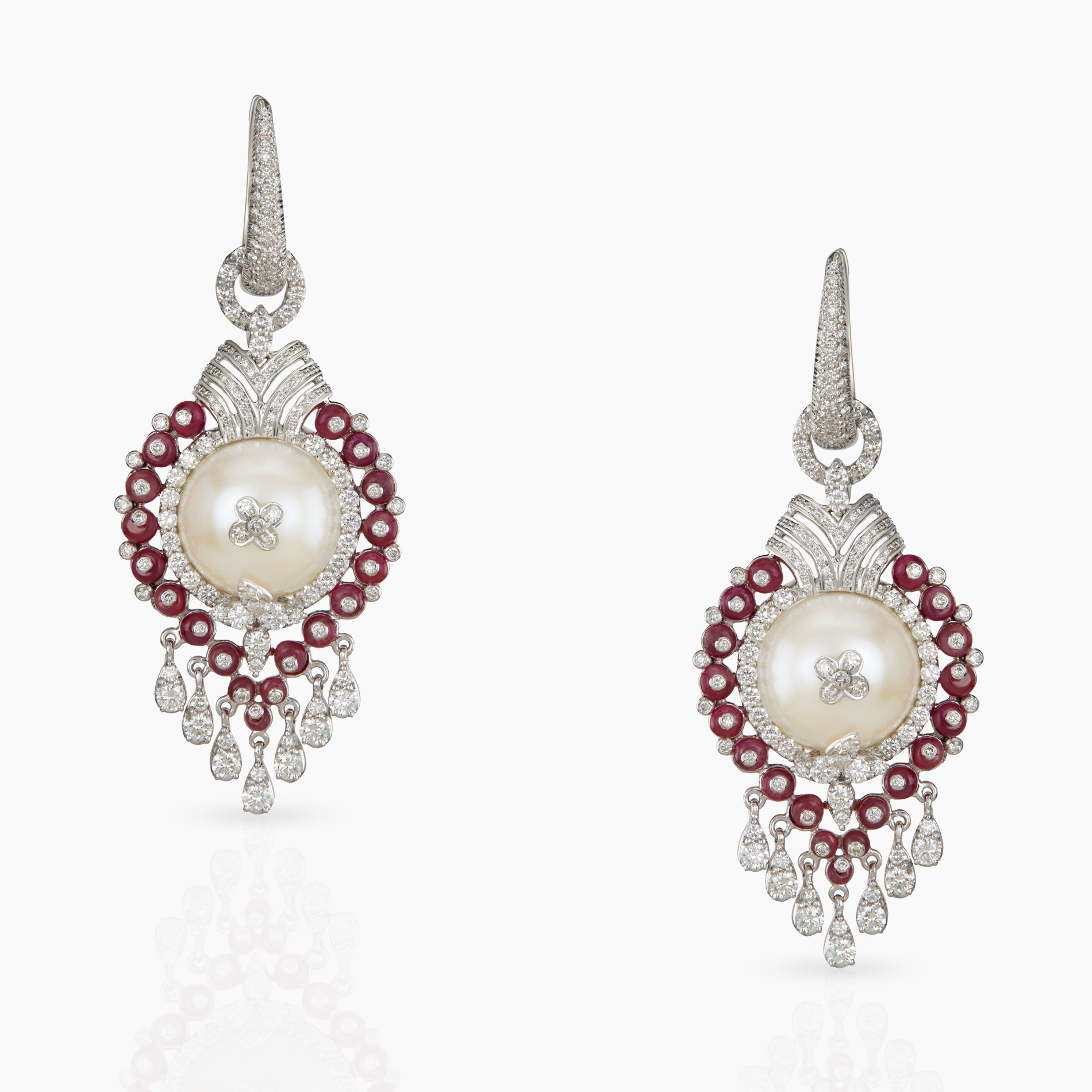 Classic Pearl & Ruby Earrings