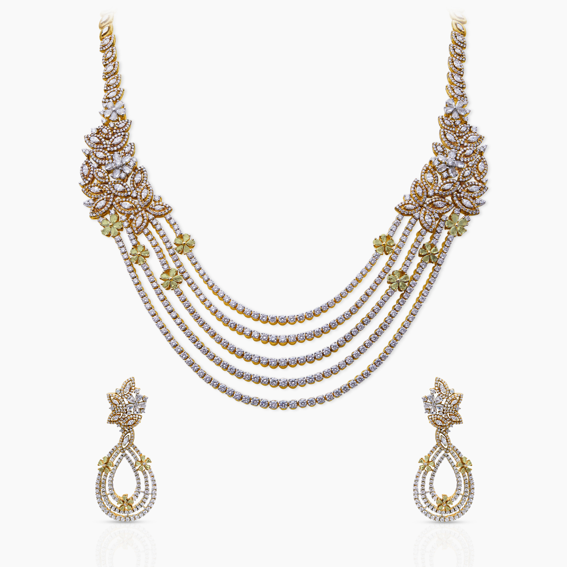Five Line Solitaire Necklace