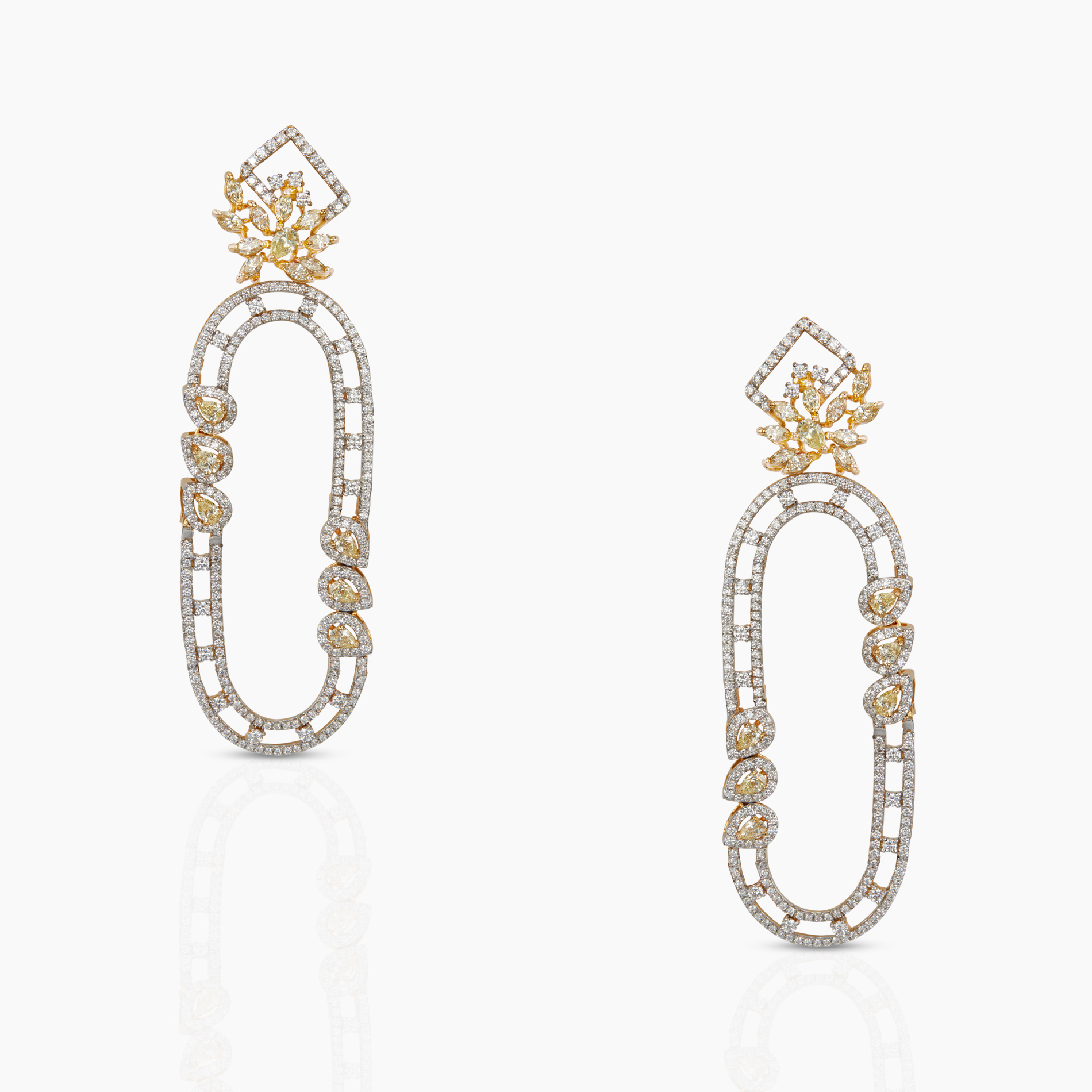 Long Yellow Diamond Earrings
