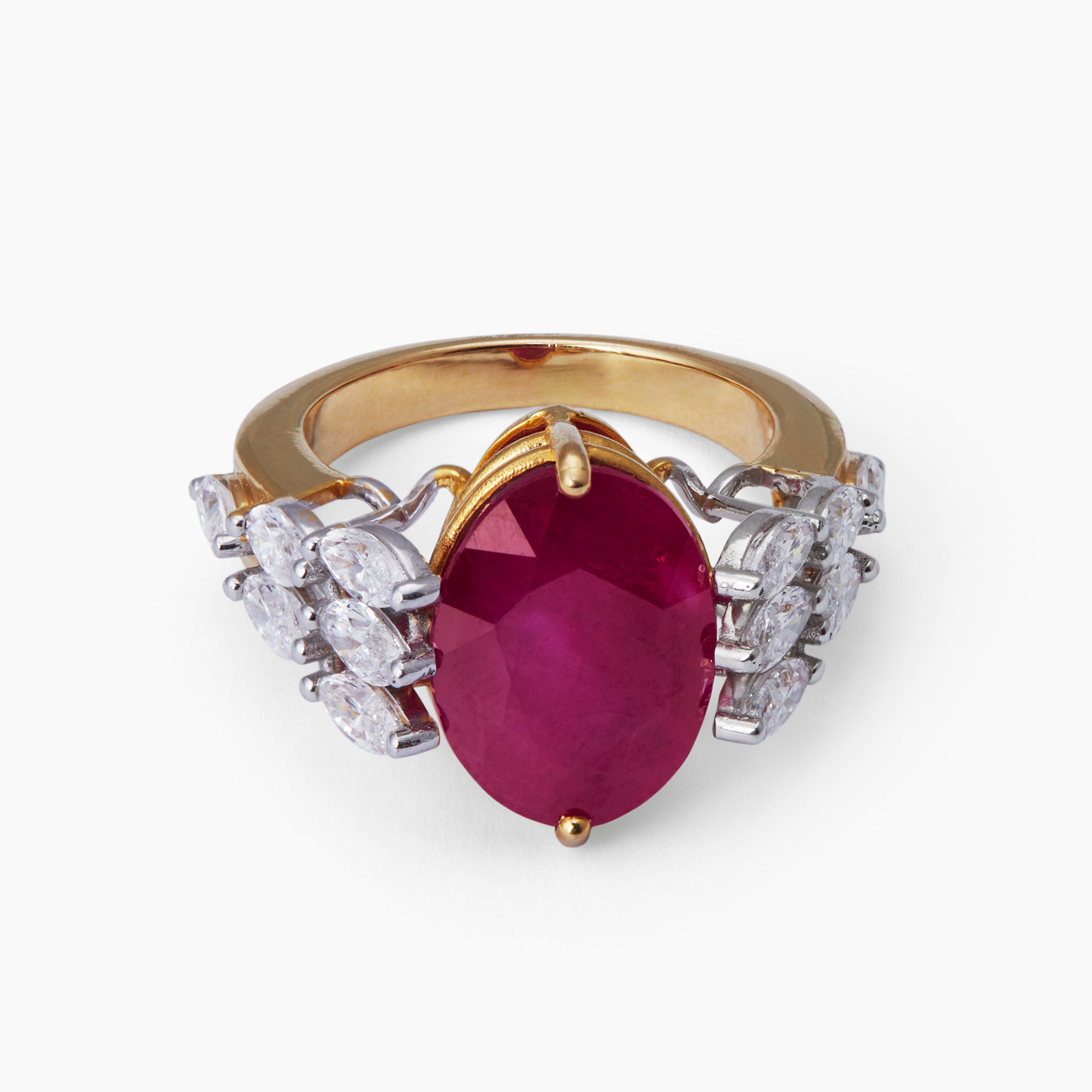 Oval Ruby & Marquise Diamond Cocktail Ring