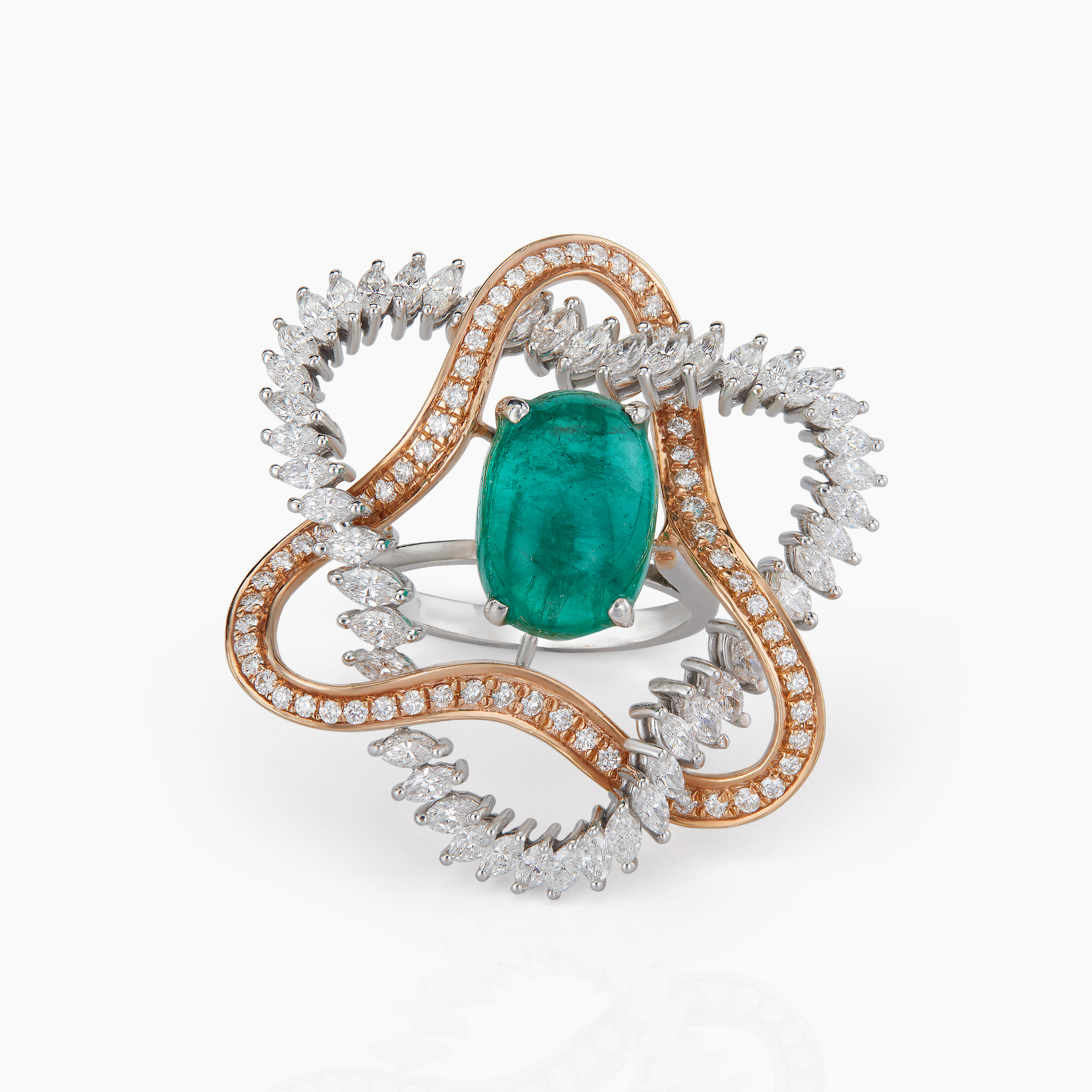 Timeless Interlace Emerald Cabachon Ring