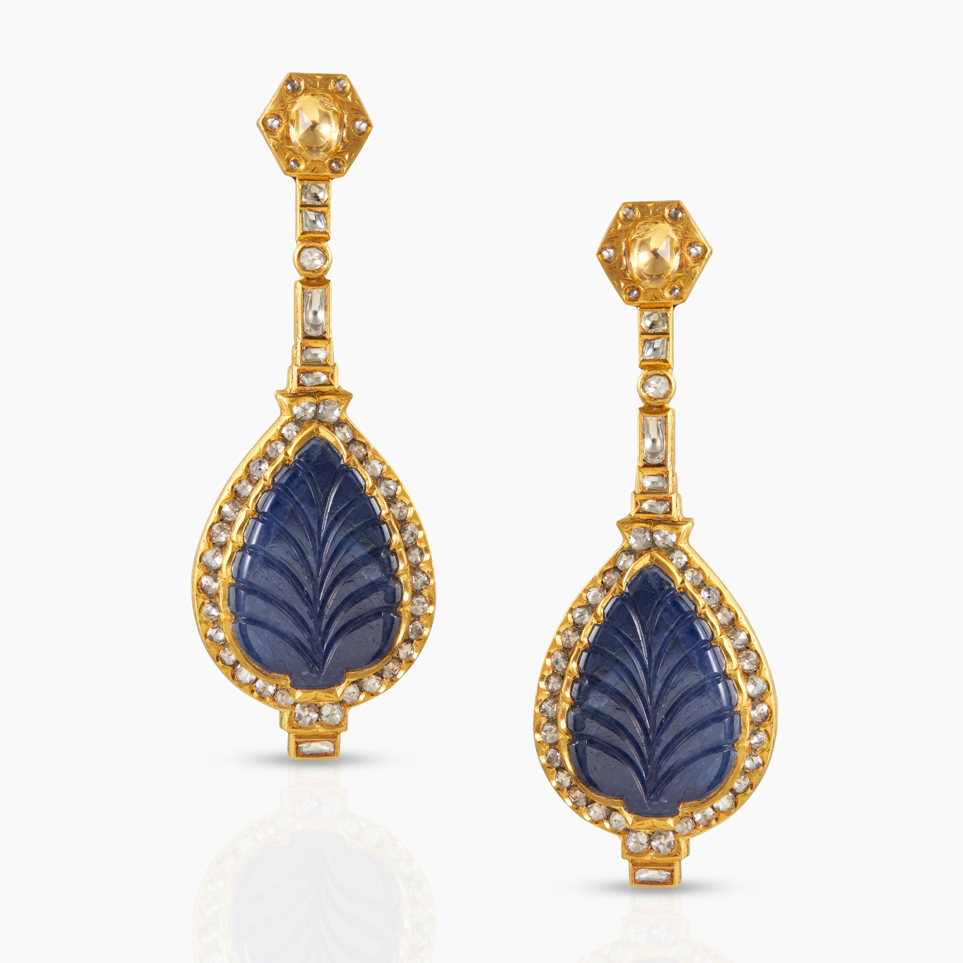 Cobalt Leaf Earring
