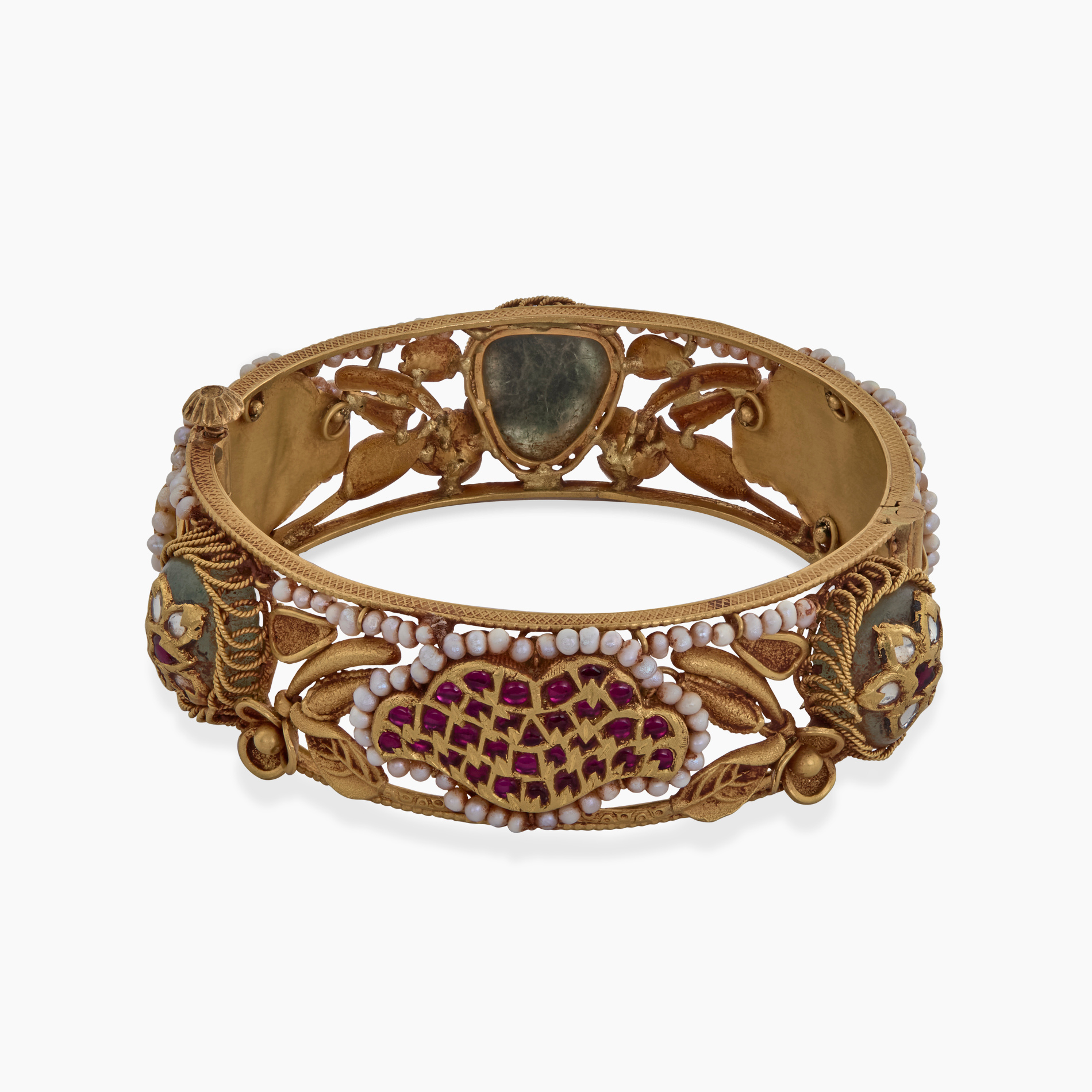 Antique Gold Red Stone Kada
